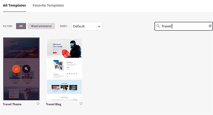 SeedProd の旅行テンプレートを選択してください Choose SeedProd's travel template