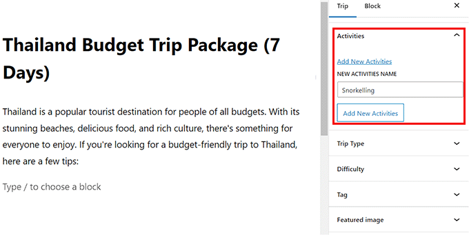 旅行アクティビティを追加する Add trip activities