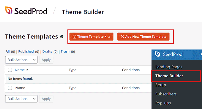「テーマテンプレートキット」ボタンをクリックしてテーマを作成します Click the Theme Template Kit button to create a theme