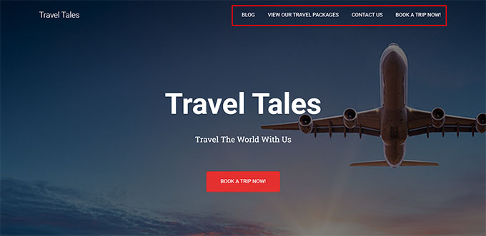 旅行ビジネスサイトのナビゲーションメニュー Navigation menu on your travel business site