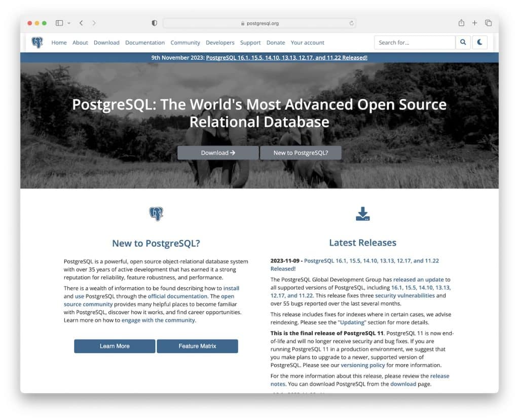 software de base de datos de código abierto postgresql
