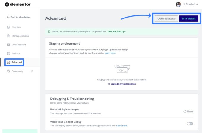 خيارات استضافة Elementor المتقدمة