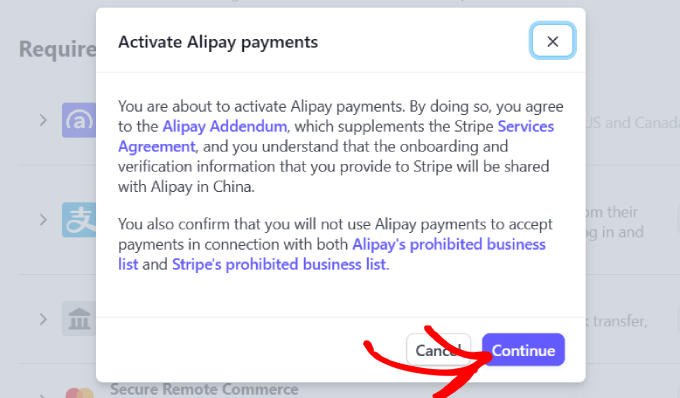 เปิดใช้งานอาลีเพย์ Activate alipay