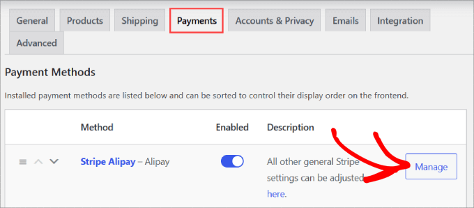 จัดการ Stripe Alipay Manage Stripe Alipay