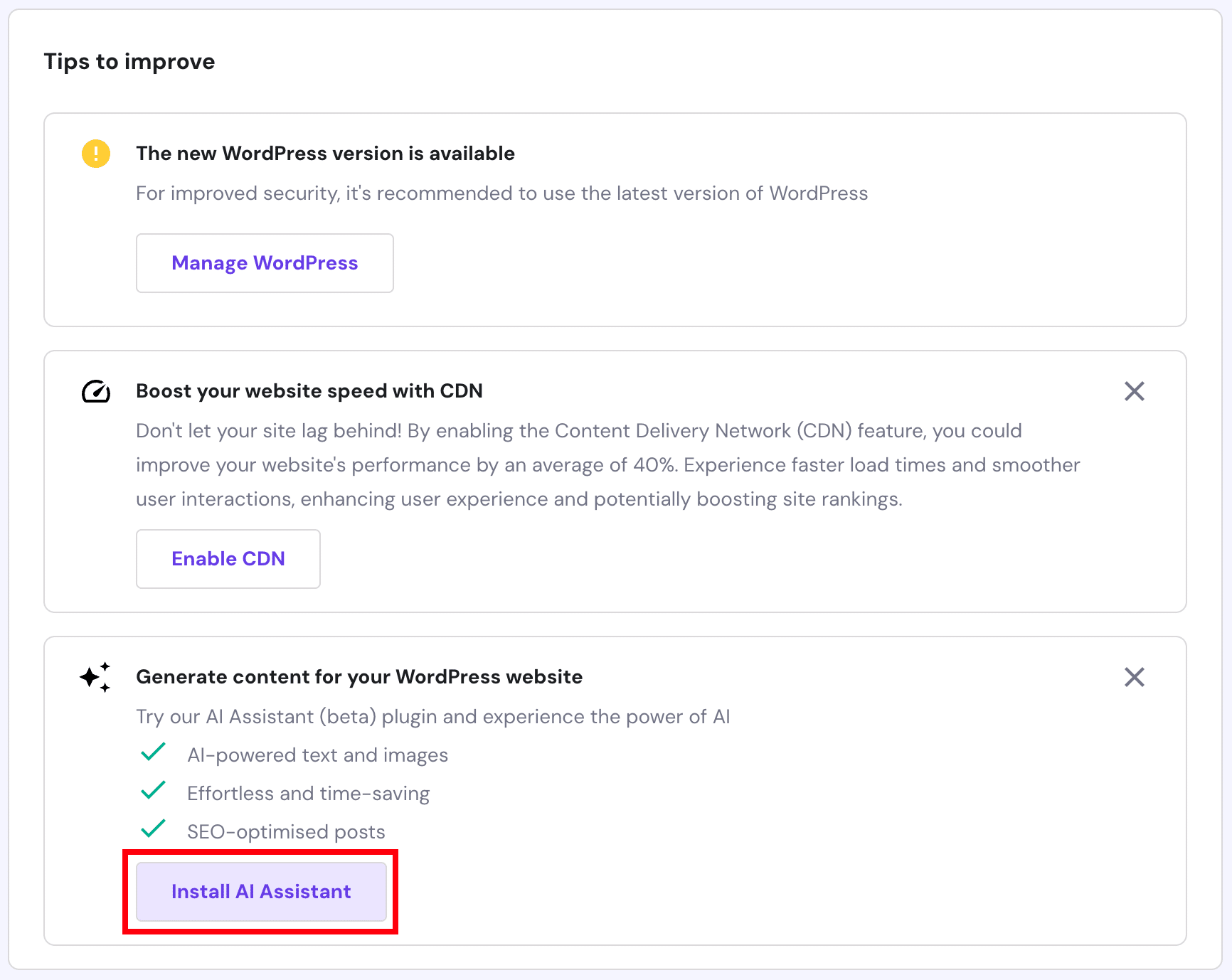 Instalare Hostinger AI Assistant – Sursa: Hostinger