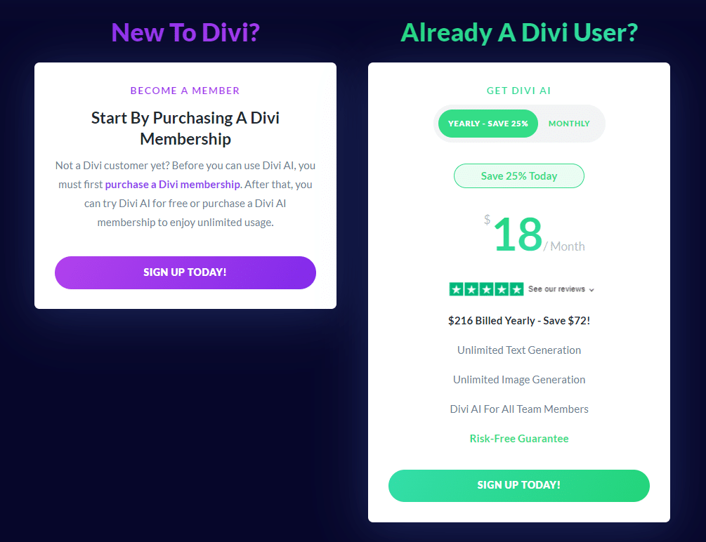Prețuri Divi AI – Sursa: Divi AI