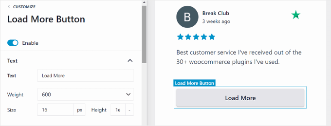 تخصيص زر تحميل المزيد في خلاصة المراجعة باستخدام البرنامج الإضافي Reviews Feed Pro Customizing the review feed's load more button using the Reviews Feed Pro plugin
