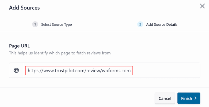 إدراج عنوان URL الخاص بـ Trustpilot في البرنامج المساعد الاحترافي لخلاصة التعليقات Inserting the Trustpilot URL into the Reviews Feed pro plugin