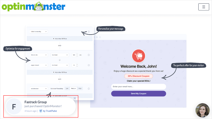 مثال على إشعار الإثبات الاجتماعي في الوقت الفعلي Example of real-time social proof notification