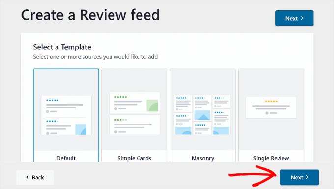 اختيار قالب خلاصة المراجعات Choosing a Reviews Feed template