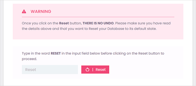 Digitare reset per eseguire il comando reset Type reset to run the reset command