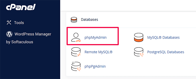 Avvia phpMyAdmin Launch phpMyAdmin