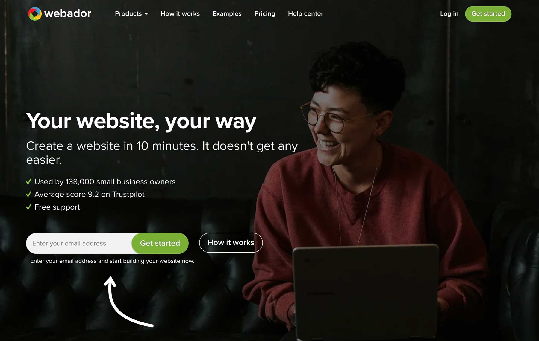 Costruttore di siti web gratuito Webador