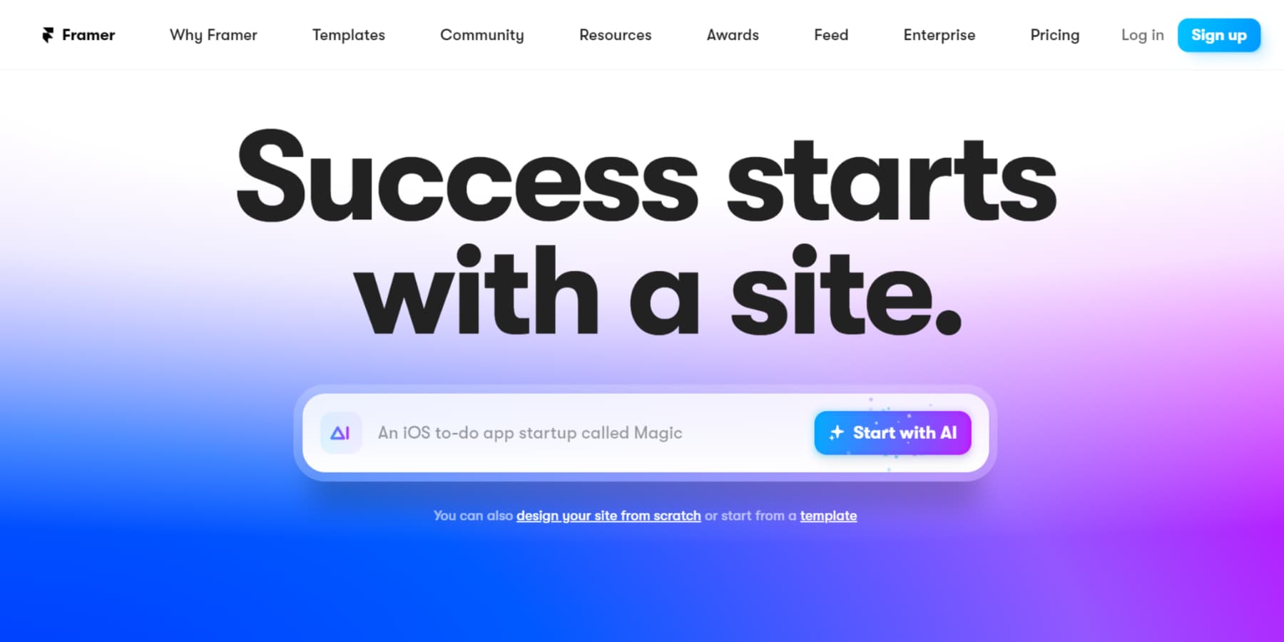 Costruttore di siti web gratuito di Framer