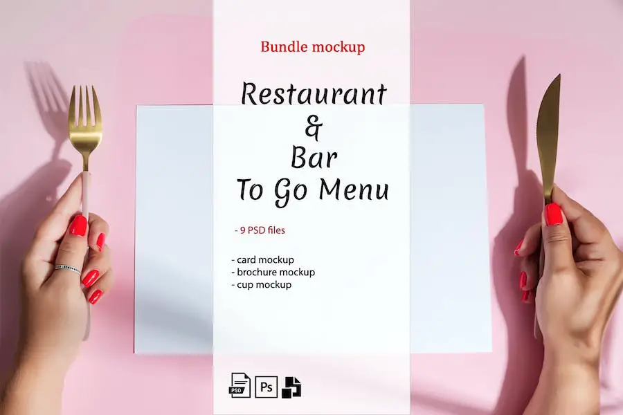Maquette de menu de restaurant et de bar à emporter -