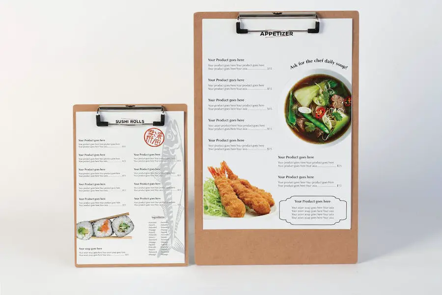 Maquette de menu de restaurant -