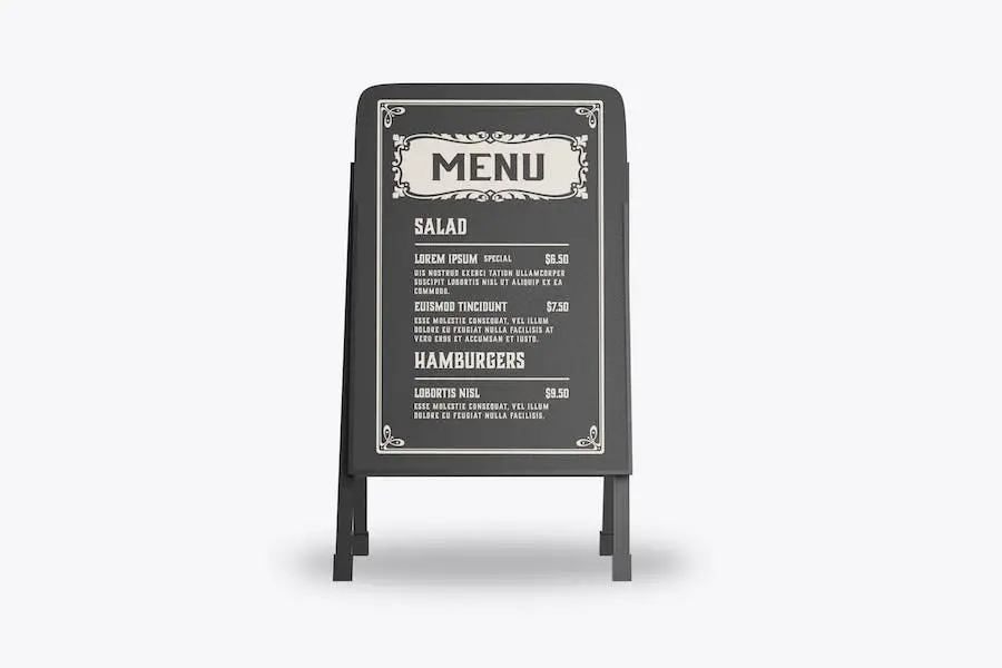 Maquette de tableau de menu extérieur -