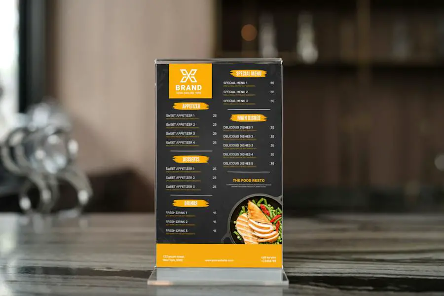 Maquette de menu de table -