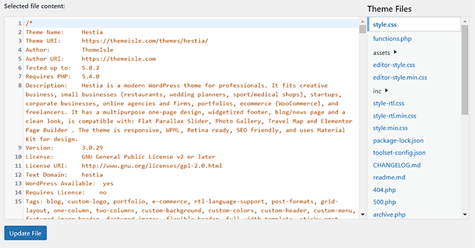 Previzualizare implicită a editorului de teme Default theme editor preview