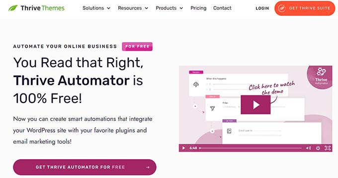 Site do Thrive Automator Thrive Automator website