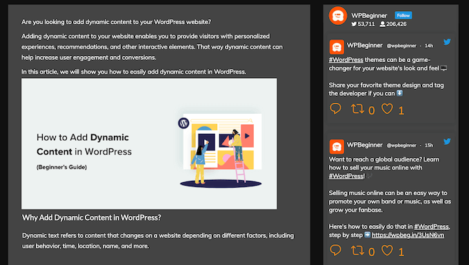 Um exemplo de botões de retuíte, adicionados ao WordPress usando Smash Balloon An example of retweet buttons, added to WordPress using Smash Balloon