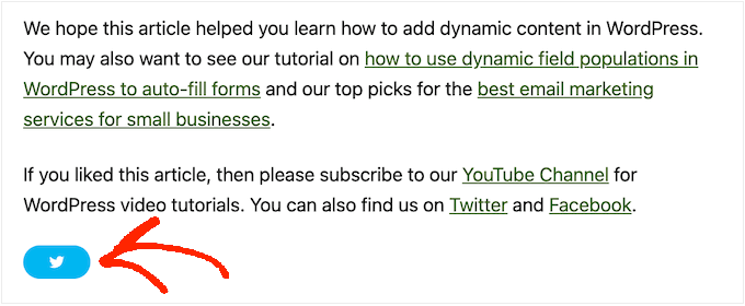 Um botão clique para tweetar, em um site ou blog WordPress A click-to-tweet button, on a WordPress website or blog