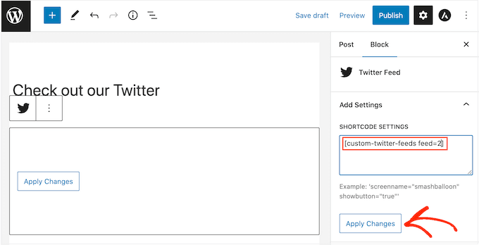 Mostrando um feed do Twitter diferente usando shortcode Showing a different Twitter feed using shortcode