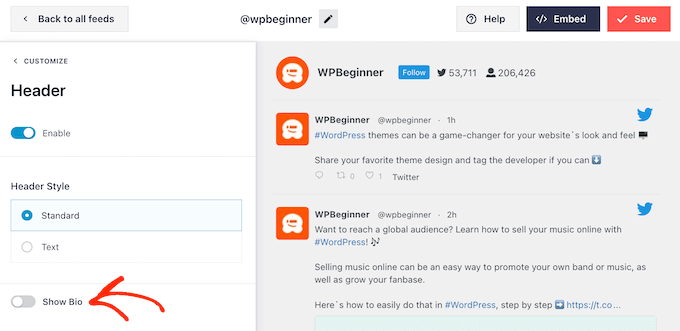 Ocultando a biografia do Twitter em seu feed de mídia social incorporado Hiding the Twitter bio in your embedded social media feed