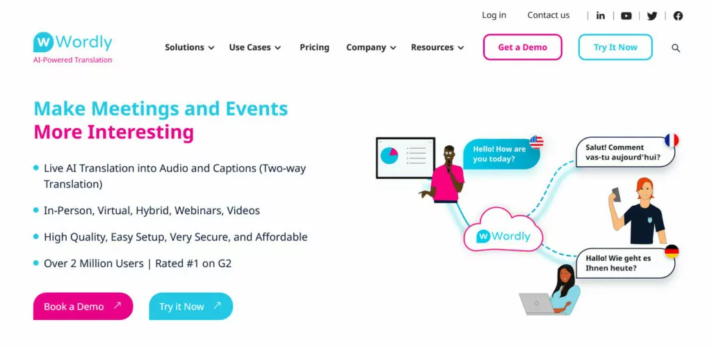 ferramenta de tradução wordly ai para reuniões