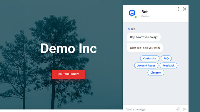 Предварительный просмотр чат-бота Chatbot preview