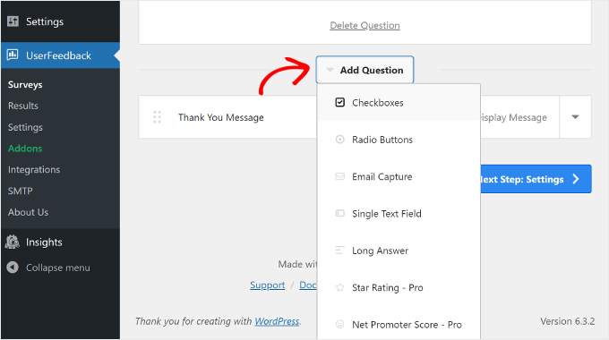เพิ่มคำถามใหม่ใน UserFeedback Adding a new question on UserFeedback