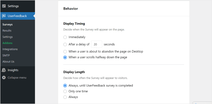 การตั้งค่าระยะเวลาการแสดงผลและความยาวการแสดงผลบน UserFeedback The Display Timing and Display Length settings on UserFeedback