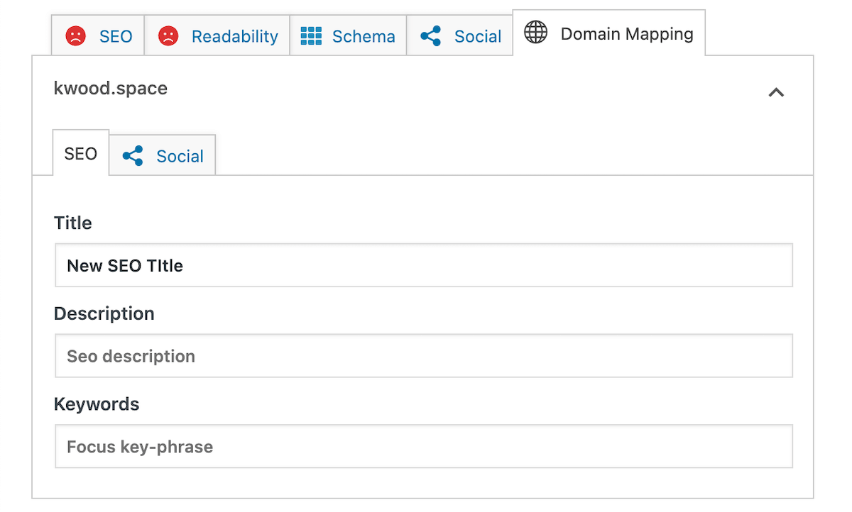 Sistema de mapeamento de domínio Yoast SEO