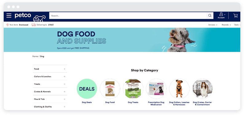 Скриншот сайта Petco