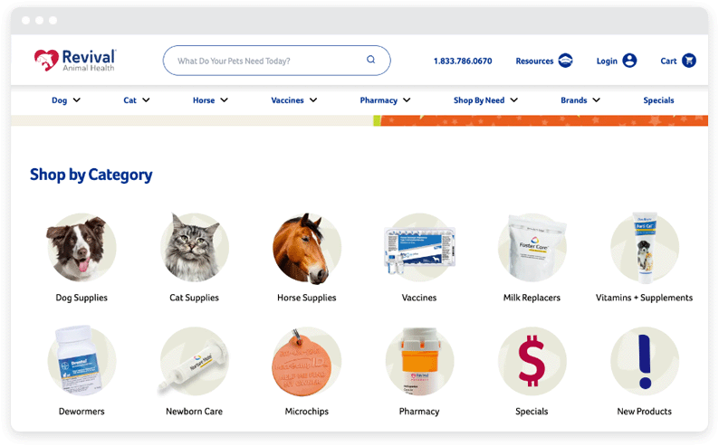 Скриншот сайта Revival Animal Health
