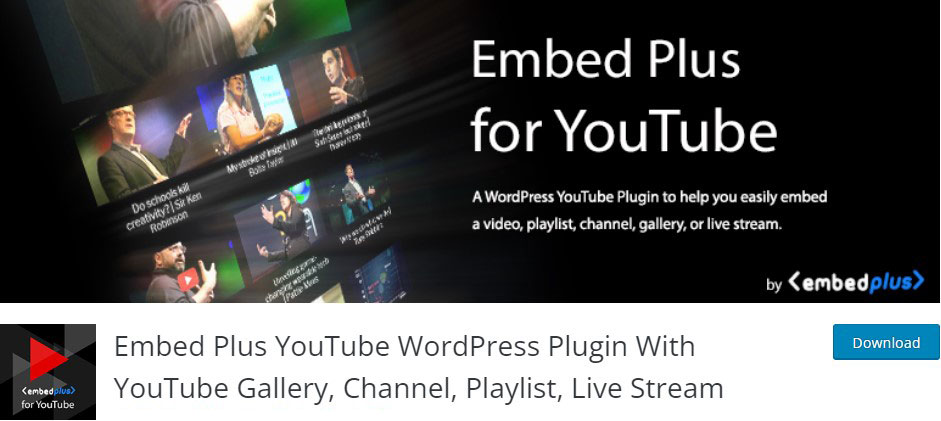 Встроить плагин Plus YouTube WordPress