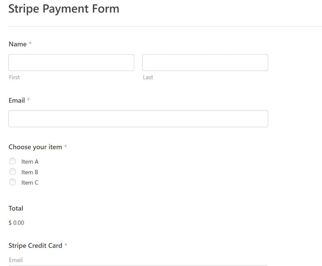 Templat Formulir Pembayaran Stripe