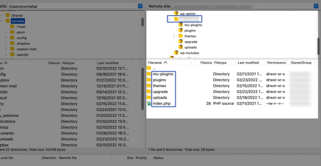 folder zawartości wp
