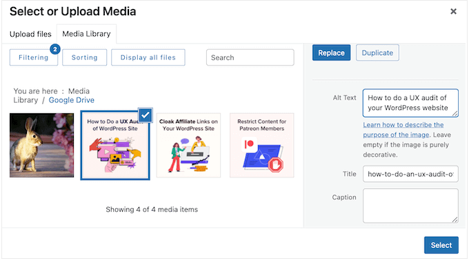 Aggiunta di testo alternativo, descrizione, didascalia e altro alle immagini in WordPress Adding alt text, a description, caption, and more to images in WordPress