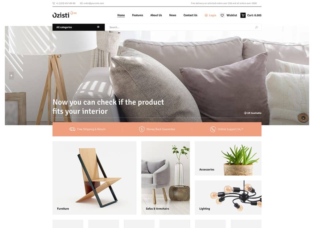 Ozisti - Toko Augmented Reality Tema WordPress WooCommerce Multi-Konsep Siap