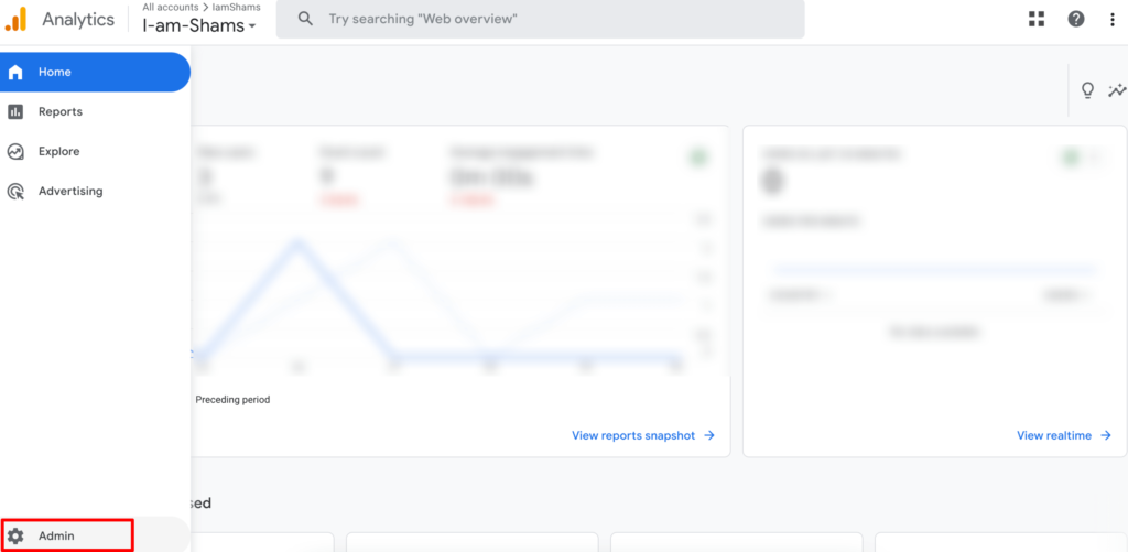 Cette image montre l'option d'administration d'un compte Google Analytics