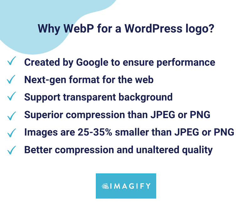 Raisons pour lesquelles choisir WebP pour un logo WordPress – Source : Imagify