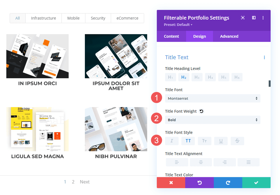 Teks Judul Portofolio yang Dapat Difilter