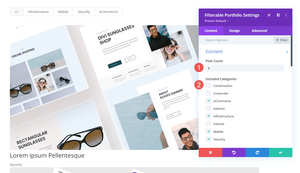 Konten Portofolio yang Dapat Difilter