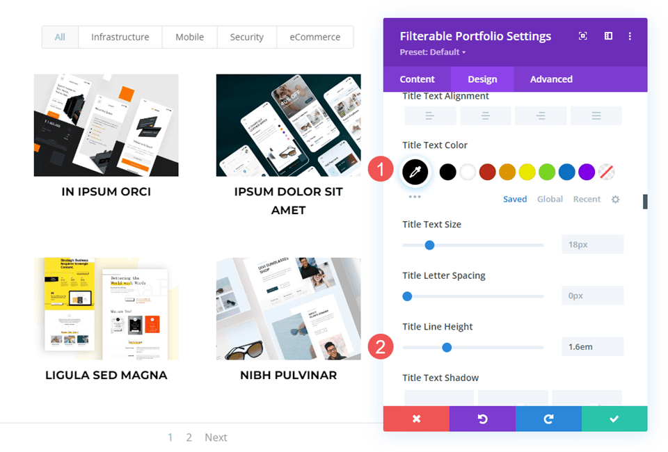 Teks Judul Portofolio yang Dapat Difilter