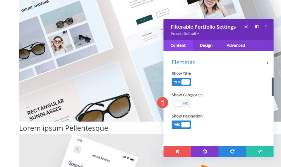Elemen Portofolio yang Dapat Difilter