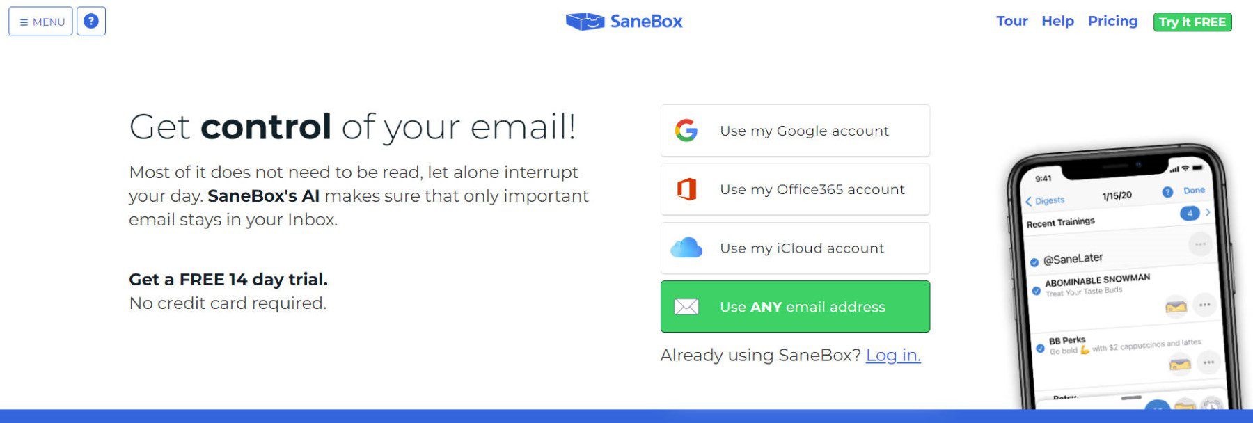 Sanebox - Página inicial - Outubro 2023