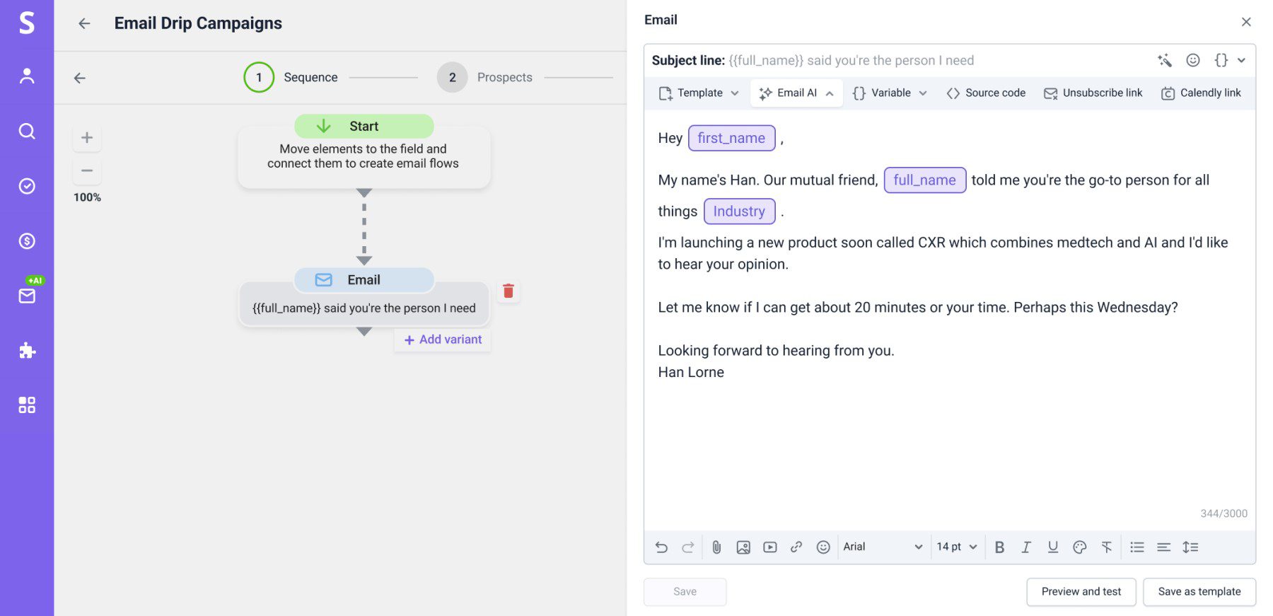 Escritor de e-mail AI com campanha Drip