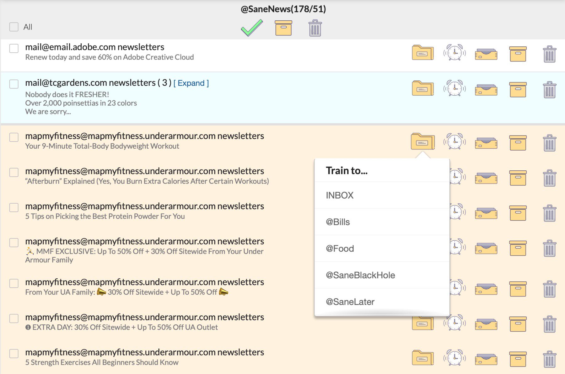 E-mails de treinamento com Sanebox AI