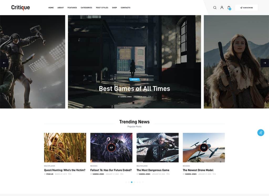 Critique — тема WordPress для журналов, газет и обзоров